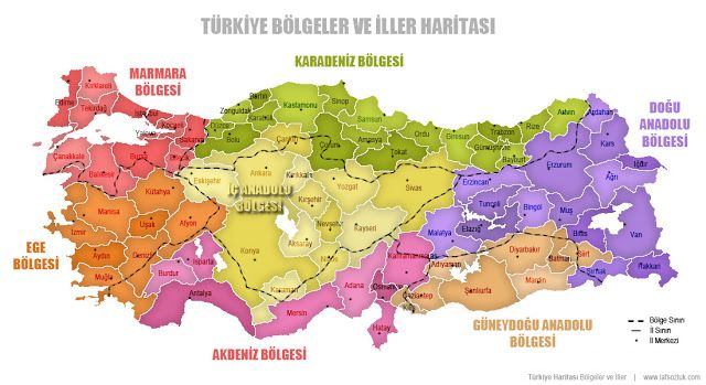Türkiye İller ve Bölgeler Haritası - Doğanın Sesi Türkiye
